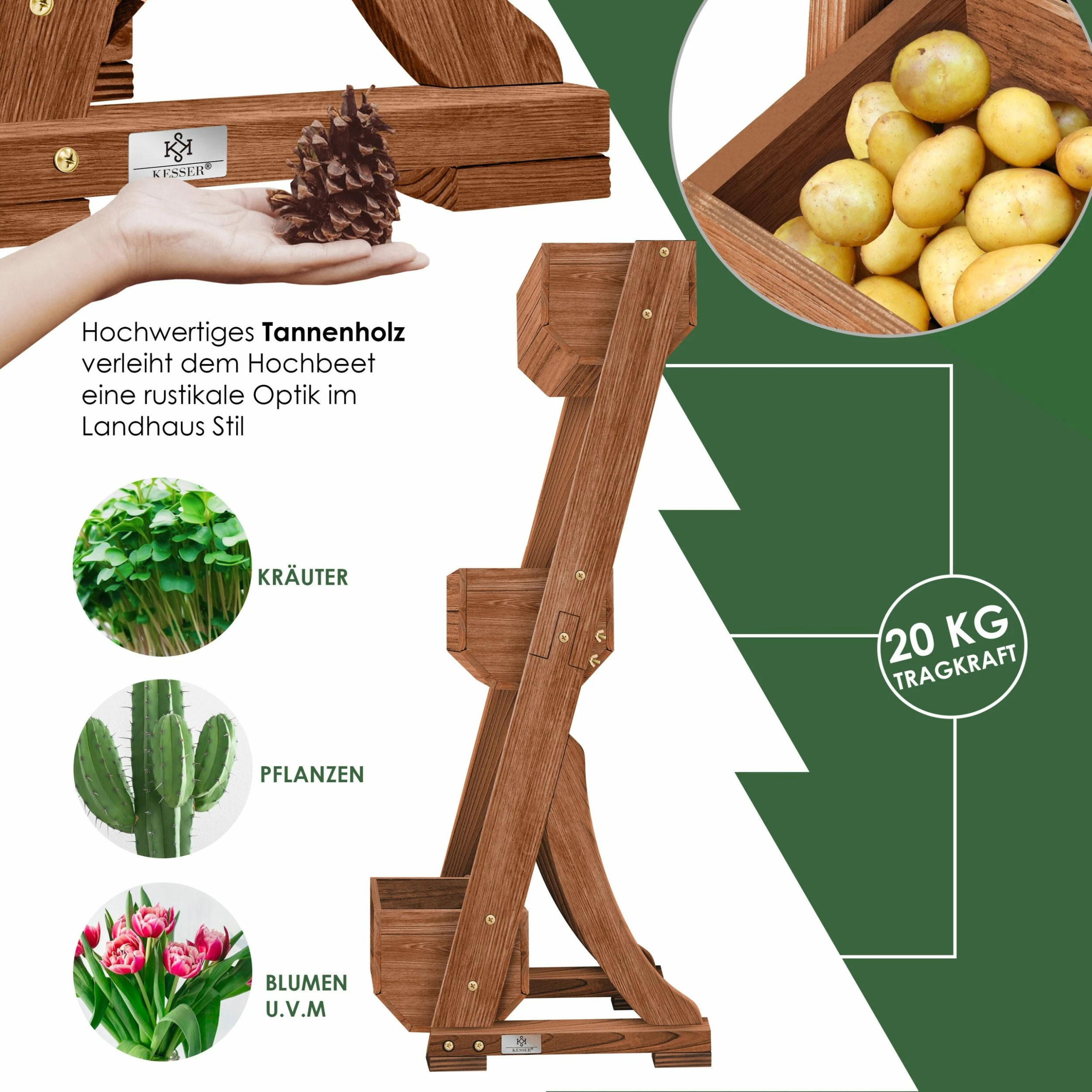 KESSER® Hochbeet Mit Etagen Premium Blumenkasten Blumentreppe Pflanztreppe - Gemüsebeet Kräuterbeet Pflanzkübel Frühbeet Blumenbeet Pflanzkasten Inkl. Gartenvlies- Beet Für Terrasse Balkon & Garten 6 KESSER® Hochbeet Mit Etagen Premium Blumenkasten Blumentreppe Pflanztreppe - Gemüsebeet Kräuterbeet Pflanzkübel Frühbeet Blumenbeet Pflanzkasten Inkl. Gartenvlies- Beet Für Terrasse Balkon & Garten – Bild 6