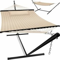 KESSER® Hängematte HILL Mit Gestell Kissen Doppelhängematte Für 2 Personen-Stabiler Rahmen -200kg Belastbarkeit Indoor & Outdoor XXL Hängesessel Doppel Mehrpersonen Garten Pool Balkon Terrasse
