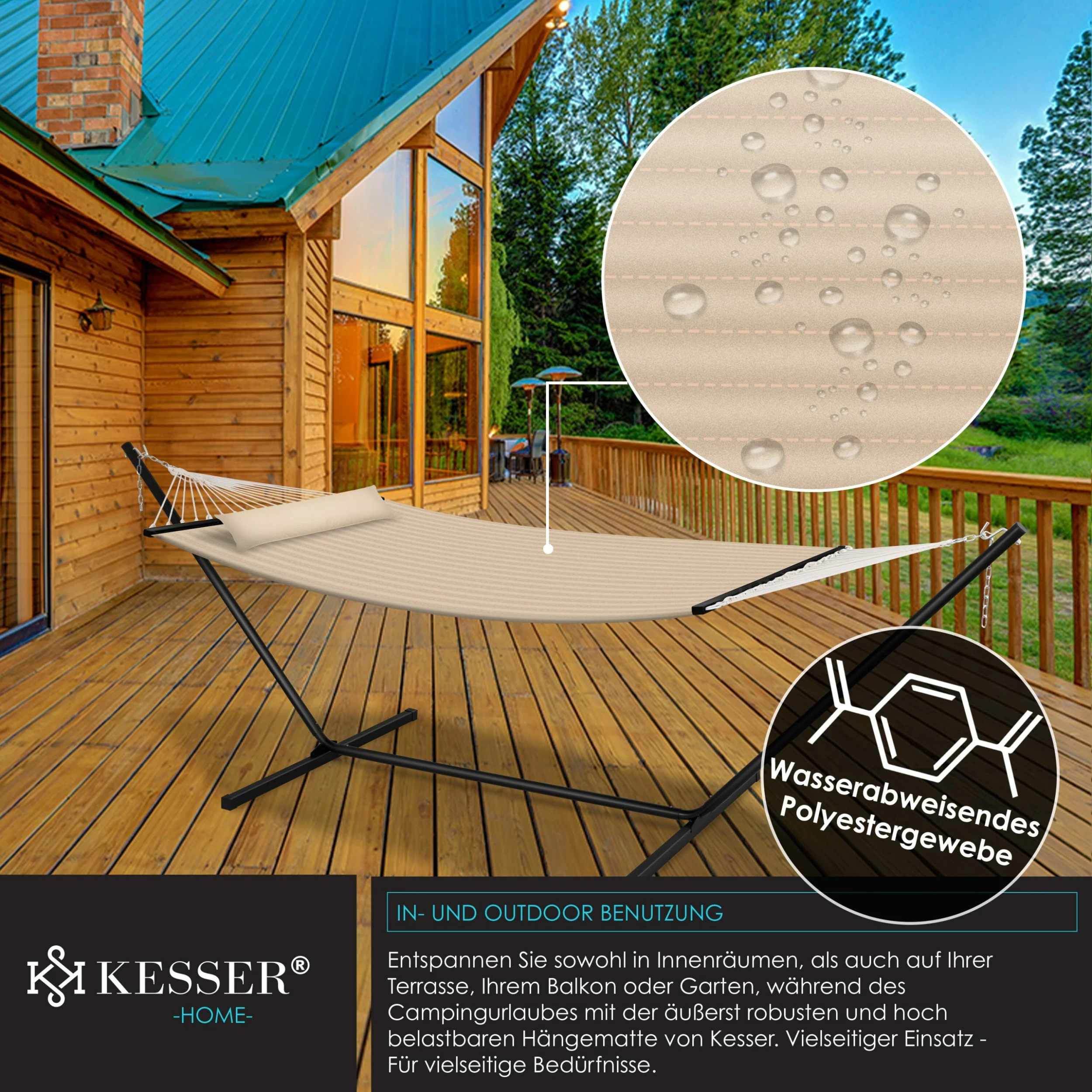 KESSER® Hängematte HILL Mit Gestell Kissen Doppelhängematte Für 2 Personen-Stabiler Rahmen -200kg Belastbarkeit Indoor & Outdoor XXL Hängesessel Doppel Mehrpersonen Garten Pool Balkon Terrasse 4 KESSER® Hängematte HILL Mit Gestell Kissen Doppelhängematte Für 2 Personen-Stabiler Rahmen -200kg Belastbarkeit Indoor & Outdoor XXL Hängesessel Doppel Mehrpersonen Garten Pool Balkon Terrasse – Bild 4