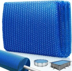 KESSER® Pool Solarabdeckplane Rund Ø 244 Cm | Solarfolie Stärke 120 µm | Solarabdeckung Solarplane Zuschneidbar |Poolsolarplane Solar Folie Poolheizung Für Wassererwärmung Wärmeplane
