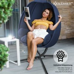 KESSER® Luxe Hängesessel Mit Gestell + Weicher Sitzkissen, Seitenpolsterung, Sitz- Und Rückenkissen Hängekorb Indoor & Outdoor, Garten Schaukel Korb Hängestuhl Stabiler Standfuß, Max. 150 Kg 8 KESSER® Luxe Hängesessel Mit Gestell + Weicher Sitzkissen, Seitenpolsterung, Sitz- Und Rückenkissen Hängekorb Indoor & Outdoor, Garten Schaukel Korb Hängestuhl Stabiler Standfuß, Max. 150 Kg -Zipper Geschäft 8600364700 23157 prod 003