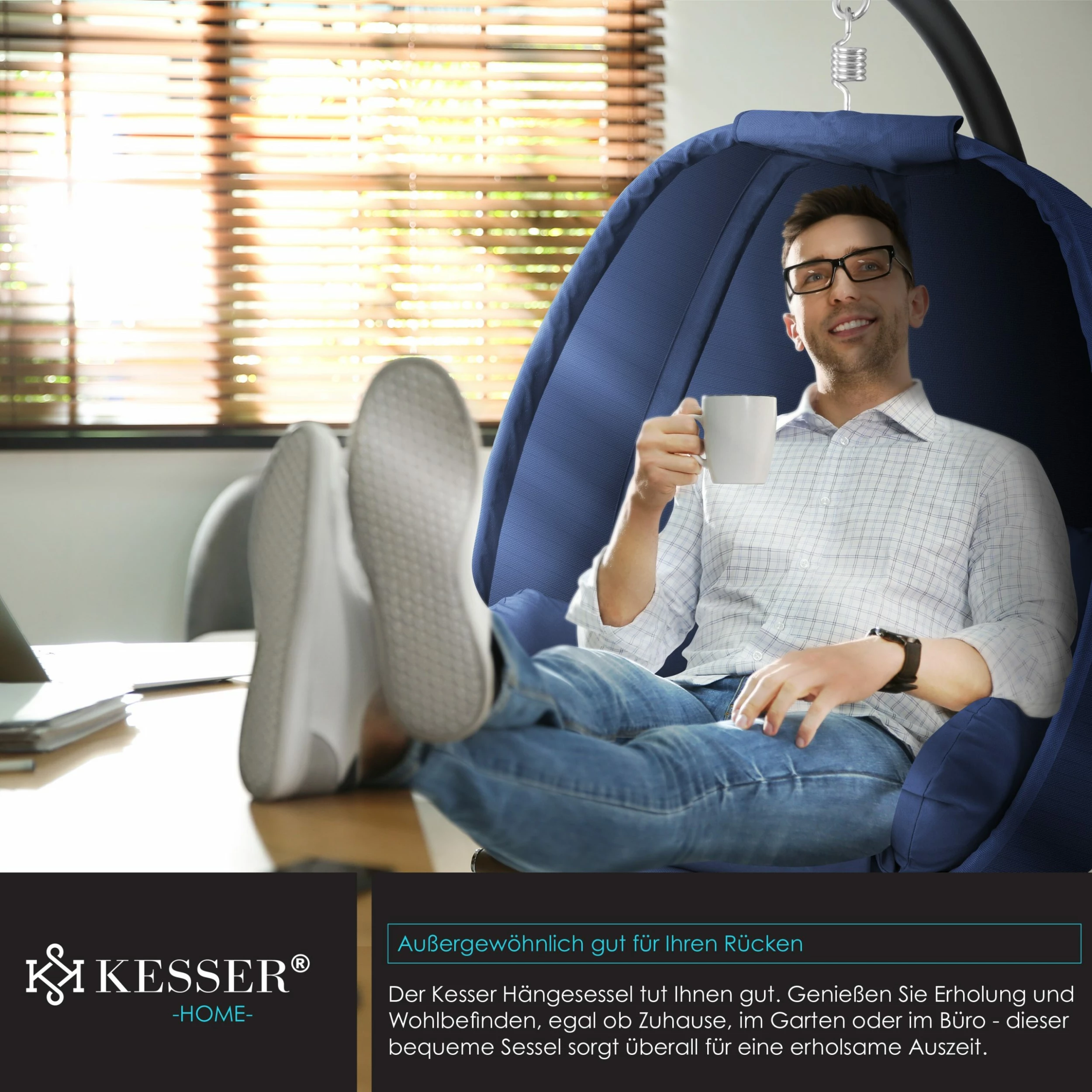 KESSER® Luxe Hängesessel Mit Gestell + Weicher Sitzkissen, Seitenpolsterung, Sitz- Und Rückenkissen Hängekorb Indoor & Outdoor, Garten Schaukel Korb Hängestuhl Stabiler Standfuß, Max. 150 Kg 5 KESSER® Luxe Hängesessel Mit Gestell + Weicher Sitzkissen, Seitenpolsterung, Sitz- Und Rückenkissen Hängekorb Indoor & Outdoor, Garten Schaukel Korb Hängestuhl Stabiler Standfuß, Max. 150 Kg – Bild 5