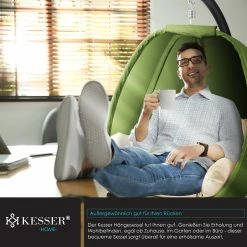 KESSER® Luxe Hängesessel Mit Gestell + Weicher Sitzkissen, Seitenpolsterung, Sitz- Und Rückenkissen Hängekorb Indoor & Outdoor, Garten Schaukel Korb Hängestuhl Stabiler Standfuß, Max. 150 Kg -Zipper Geschäft 8600364700 23158 prod 005