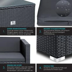 KESSER® Polyrattan Lounge Aruba – Gartenlounge Für 3-4 Personen Gartenmöbel-Set Sitzgruppe Aus 3er Gartensofa, Sessel, Hocker Und Beistelltisch Mit Sitzkissen - Für Garten, Terrasse Und Balkon -Zipper Geschäft 8600364700 23406 prod 004