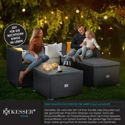 KESSER® Polyrattan Lounge Aruba – Gartenlounge Für 3-4 Personen Gartenmöbel-Set Sitzgruppe Aus 3er Gartensofa, Sessel, Hocker Und Beistelltisch Mit Sitzkissen - Für Garten, Terrasse Und Balkon -Zipper Geschäft 8600364700 23406 prod 006