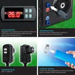 KESSER® Wärmepumpe Für Pools Schwimmbecken Bis 20.000 L Wasserinhalt, Pool Heizung Heizleistung 3,9 KW, 220V Betriebsspannung Wasseranschluss Ø 32/38 Mm Integrierter Durchflusssensor Digitalsteuerung -Zipper Geschäft 8600364700 23485 prod 004