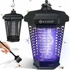 KESSER® Elektrischer Insektenvernichter 18W Insektenfalle Elektrisch 360° Mit UV-Lampe Mückenlampe Fliegenfänger Fliegenfalle Inkl. Insektenfeger Insektenkiller Für Innenräume & Außen Garten Terrasse