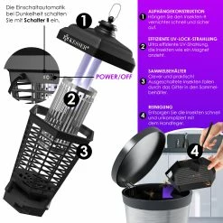 KESSER® Elektrischer Insektenvernichter 18W Insektenfalle Elektrisch 360° Mit UV-Lampe Mückenlampe Fliegenfänger Fliegenfalle Inkl. Insektenfeger Insektenkiller Für Innenräume & Außen Garten Terrasse -Zipper Geschäft 8600364700 23917 prod 005