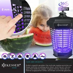 KESSER® Elektrischer Insektenvernichter 18W Insektenfalle Elektrisch 360° Mit UV-Lampe Mückenlampe Fliegenfänger Fliegenfalle Inkl. Insektenfeger Insektenkiller Für Innenräume & Außen Garten Terrasse -Zipper Geschäft 8600364700 23917 prod 006