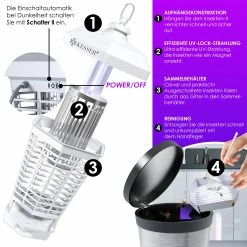 KESSER® Elektrischer Insektenvernichter 18W Insektenfalle Elektrisch 360° Mit UV-Lampe Mückenlampe Fliegenfänger Fliegenfalle Inkl. Insektenfeger Insektenkiller Für Innenräume & Außen Garten Terrasse -Zipper Geschäft 8600364700 23918 prod 005