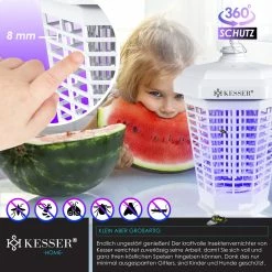 KESSER® Elektrischer Insektenvernichter 18W Insektenfalle Elektrisch 360° Mit UV-Lampe Mückenlampe Fliegenfänger Fliegenfalle Inkl. Insektenfeger Insektenkiller Für Innenräume & Außen Garten Terrasse -Zipper Geschäft 8600364700 23918 prod 006