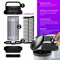 KESSER® Elektrischer Insektenvernichter 18W Insektenfalle Elektrisch 360° Mit UV-Lampe Mückenlampe Fliegenfänger Fliegenfalle Inkl. Insektenfeger Insektenkiller Für Innenräume & Außen Garten Terrasse -Zipper Geschäft 8600364700 23920 prod 005