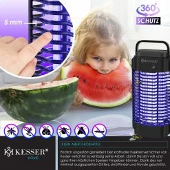 KESSER® Elektrischer Insektenvernichter 18W Insektenfalle Elektrisch 360° Mit UV-Lampe Mückenlampe Fliegenfänger Fliegenfalle Inkl. Insektenfeger Insektenkiller Für Innenräume & Außen Garten Terrasse -Zipper Geschäft 8600364700 23920 prod 006