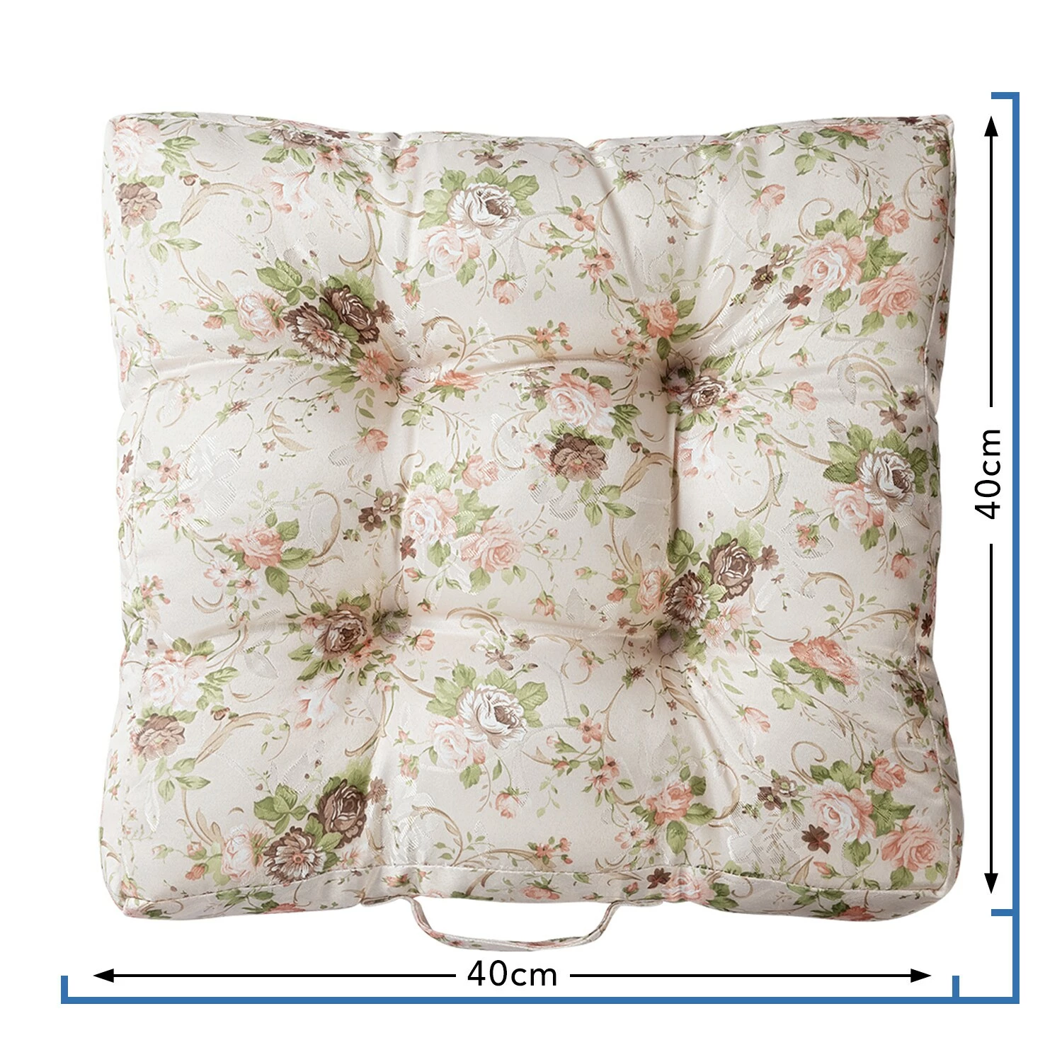 Wometo Auflage Matratzenkissen Rosi - Gestepptes Stuhlkissen / Bodenkissen Im Landhaus-Stil Mit Rosen 1 Wometo Auflage Matratzenkissen Rosi - Gestepptes Stuhlkissen / Bodenkissen Im Landhaus-Stil Mit Rosen