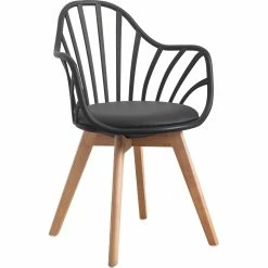 TRISENS Moderner Esszimmerstuhl Im Eleganten Design - Bequemer Gartenstuhl In 5 Farbvariationen Mit Gepolsterter Sitzfläche - Pflegeleichte Terrassenstühle Mit Holzbeinen Für Den Außen- Und Innenbereich