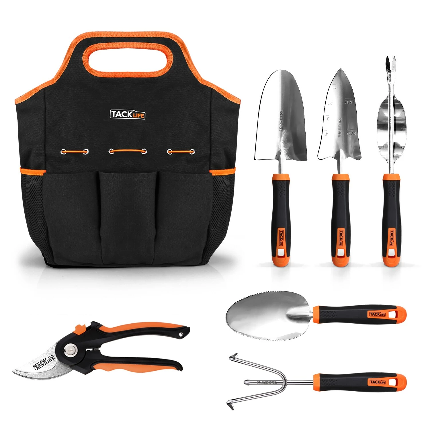 Tacklife GGT4A 6-teiliges Gartenwerkzeug-Set Aus Edelstahl, Robust, Mit Rutschfestem Gummigriff, Aufbewahrungstasche, Outdoor-Handwerkzeuge, Gartengeschenke Für Eltern Und Kinder, Schwarz Und Orange 1 Tacklife GGT4A 6-teiliges Gartenwerkzeug-Set Aus Edelstahl, Robust, Mit Rutschfestem Gummigriff, Aufbewahrungstasche, Outdoor-Handwerkzeuge, Gartengeschenke Für Eltern Und Kinder, Schwarz Und Orange