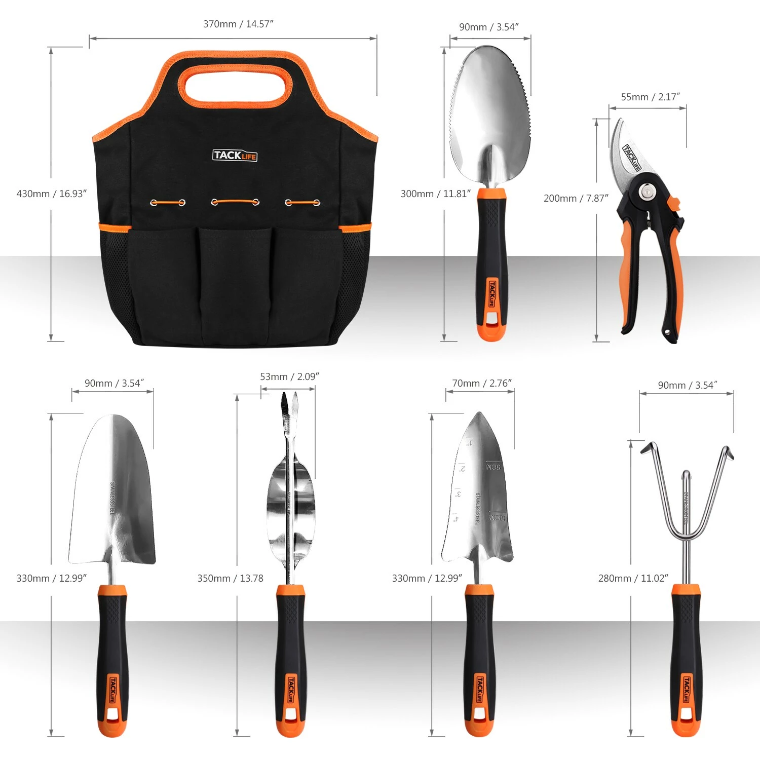 Tacklife GGT4A 6-teiliges Gartenwerkzeug-Set Aus Edelstahl, Robust, Mit Rutschfestem Gummigriff, Aufbewahrungstasche, Outdoor-Handwerkzeuge, Gartengeschenke Für Eltern Und Kinder, Schwarz Und Orange 2 Tacklife GGT4A 6-teiliges Gartenwerkzeug-Set Aus Edelstahl, Robust, Mit Rutschfestem Gummigriff, Aufbewahrungstasche, Outdoor-Handwerkzeuge, Gartengeschenke Für Eltern Und Kinder, Schwarz Und Orange – Bild 2