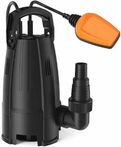 TACKLIFE GSUP2B, Tauchpumpe, 400-W-Pumpe, Max. Durchflussrate 9000 L / H, Max. Förderhöhe 5 M, Verunreinigungen Ø 25 Mm, Max. Eintauchtiefe 6 M, 8-Blatt-Laufräder, Schmutzwasser-Tauchpumpe Mit Schwimmerschalter