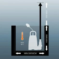 TACKLIFE GSUP2B, Tauchpumpe, 400-W-Pumpe, Max. Durchflussrate 9000 L / H, Max. Förderhöhe 5 M, Verunreinigungen Ø 25 Mm, Max. Eintauchtiefe 6 M, 8-Blatt-Laufräder, Schmutzwasser-Tauchpumpe Mit Schwimmerschalter -Zipper Geschäft 8600367000 2429 prod 003